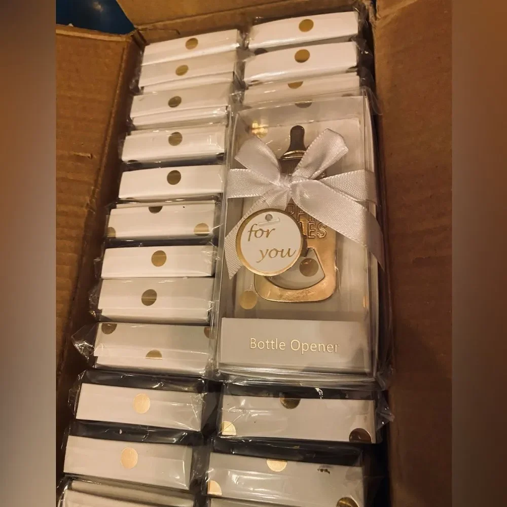 Set of 24 Boxed 'Poppin Bottles' Gold Bottle Opener‎s Baby Shower Gifts Favors